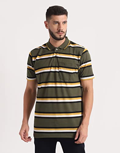 Image of INKKR Striped Men Polo Neck Half Sleeve T-Shirt