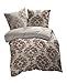 Produktbild etérea Microfaser Bettwäsche Aunts Ornamente 135x200 2er Set - Bügelfrei mit Reißverschluß - Allergiker geeignet nach Oekotex 100-135 x 200 + 80 x 80 cm - Braun