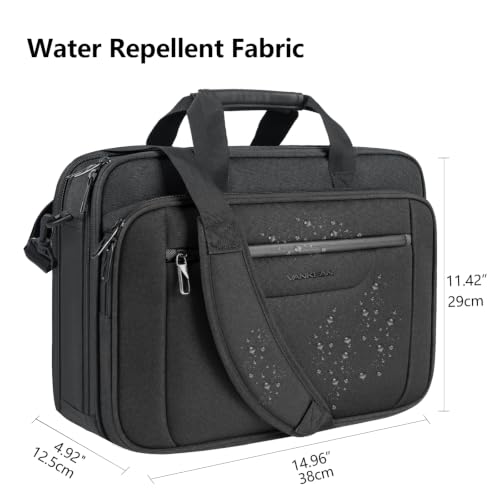 Image of VANKEAN Laptop Briefcase Fits 15.6 inch-16 inch Laptop Slim Expandable Shoulder Bag