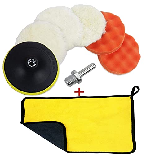 TPE Sponge and Wool Polishing Pad Set, Car Foam Drill Polishing Pad Kit 7 PCS 6 Inch Buffing Polishing Pads Polishing Pad Kit with Buffing Wheel for Drill (6" 7pc)