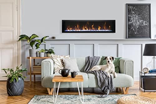 Amantii Symmetry Bespoke 50" Electric Fireplace 50 inch Indoor/Outdoor WiFi Enabled Fireplace, Multifunction Remote, Multi Speed Flame, Adjustable Flame, Touch Screen Control, 5 Year Warrenty