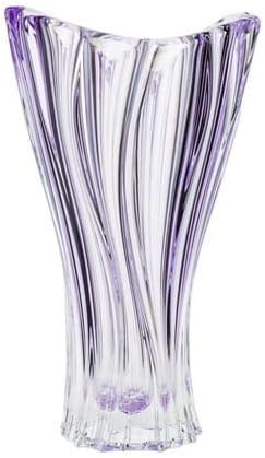 Bohemian Crystal 13'' Height 'Plantica' Amethyst Crystal Flower Vase, Hand-Crafted Decorative Flower Jar