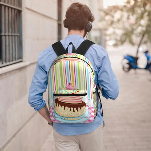 Birthday Cake Fashionable Daypack 17 Inches Zippers Backpack Double Shoulder Bag for Women Men4
