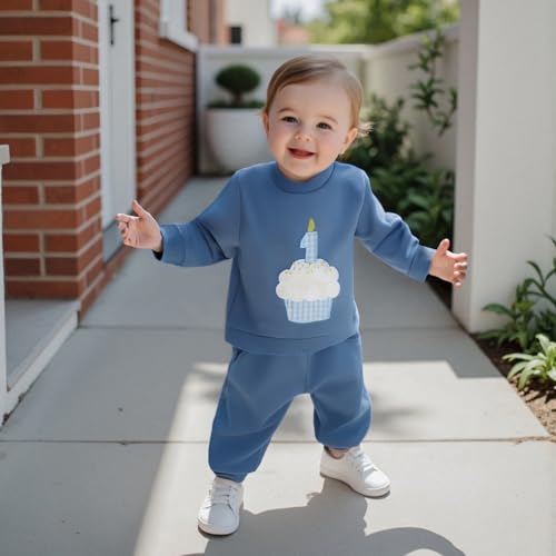 GOOCHEER Baby Boy Girl First Birthday Outfit 1 Cake Long Sleeve Pullover Sweatshirt + Long Pants Set Fall Winter Clothes2