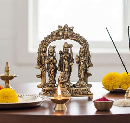 eSplanade 5.5" Brass Ram Darbar (Rama, Sita, Laxman, Hanuman) Murti Idol Statue Sculpture