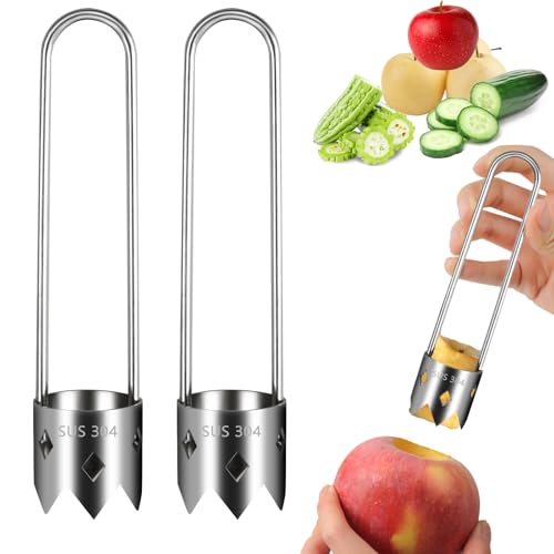 Maxqzin 2Pcs Red Bell Pepper Seed Corer Fruit Corer Tool Fruit and Vegetable Corer Tool Stainless Steel Apple Corer Remover Tool Pepper Seed Remover Tool Corer Tool for Vegetable Fruit