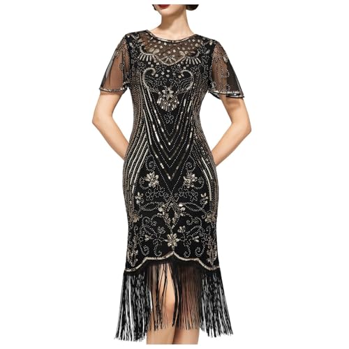Robe de cocktail festive brodée de paillettes style rétro
