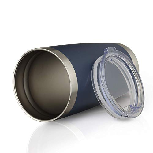 MUCHENGHY 20oz Insulated Tumbler Bulk Stainless Steel Cup 12 Pack, Double Wall Vacuum Travel Coffee Mug with Lid and Straw, Powder Coated Thermal Cup for Cold Drinks & Hot Beverage (Navy blue, 12)