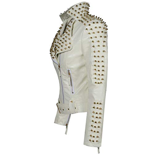 SX Women Punk Faux Leather PU Black Jacket Studded Rivet Fashion Streetwear Motorcycle Coat2