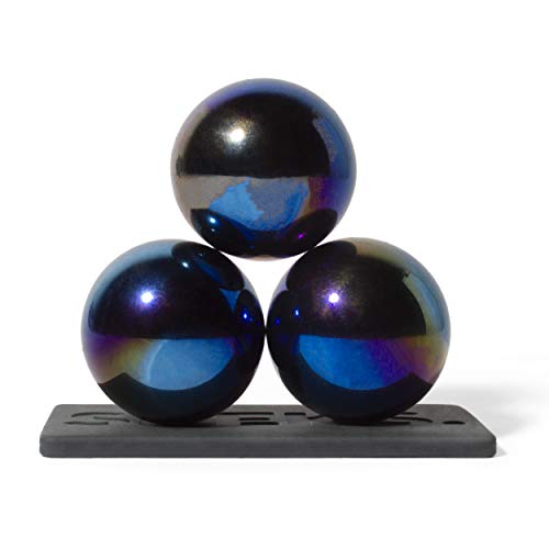 Speks Super Oilslick Set of 3 (33mm) Magnetic Balls - Sculptural Fun Stress Relief Desk Toy and Base for Adults