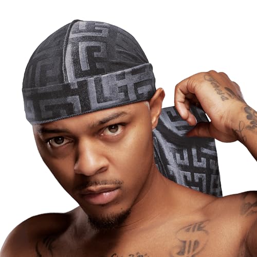 Red by Kiss Bow Wow X Power Wave Premium Pattern Velvet Durag Soft & Stretchy Ultimate Compression Secure Fit & Breathable (Charcoal Grey)