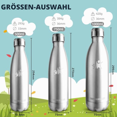 HoneyHolly Trinkflasche Edelstahl, Thermosflasche 500ML, BPA-frei Auslaufsichere Vakuum Isolierte, Thermoskanne… – Ansicht 5