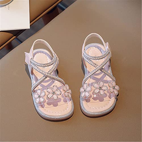 sfdgfhyf Little Girls Low Heel Foot Warmer Big Kids Girl Sandals Summer Crystal Flower Design Shoes Daily Breathable2