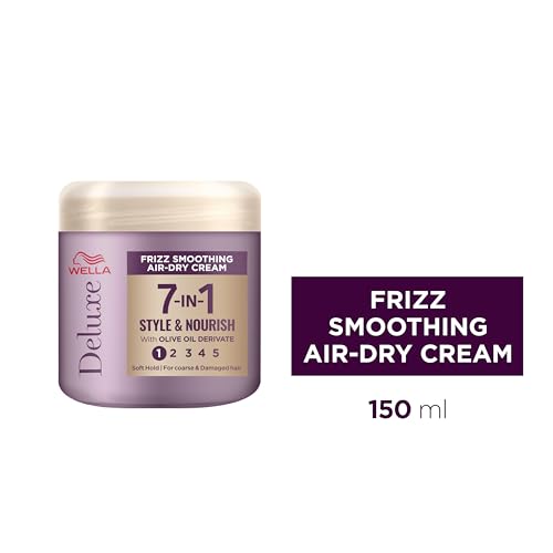Wella Deluxe Frizz Smoothing Air-Dry Cream | Anti-Frizz | Heat Protection | Reduces Split Ends | With Olive Oil Derivate | Coarse or Damaged Hair | Soft Hold | 7-in-1 Style & Nourish, 150ml - Image 3