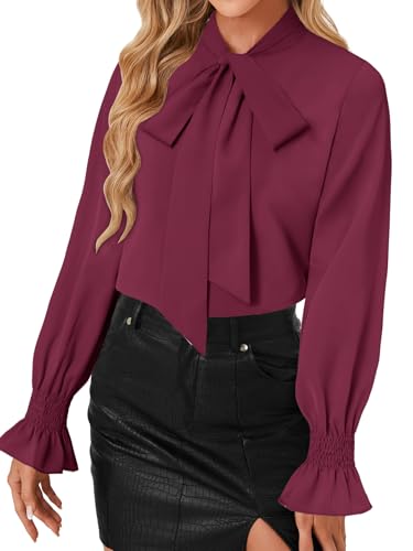 Image of LYANER Women's Bow Tie Neck Business Work Blouse