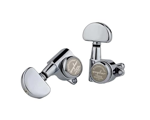 ロッキングチューナー ロック式ペグ Locking Tuners ハーフムーン3L:3R GROVER 102 / GOTOH SG301タイプ (シルバー)