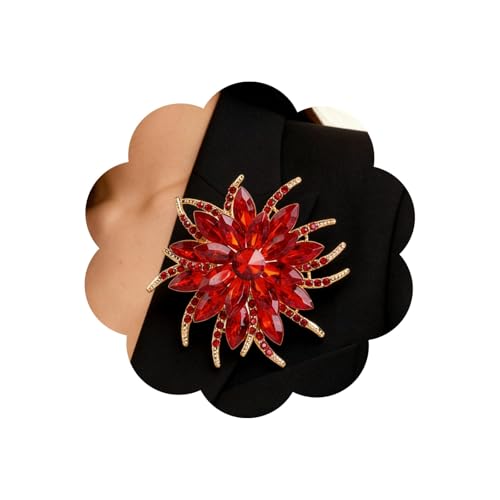 Image of Sparkling Crystal Flower Brooch Pins for Women Dainty Rhinestone Flower Shape Brooch Pin Suit Scarf Hats Decoration Wedding Jewelry