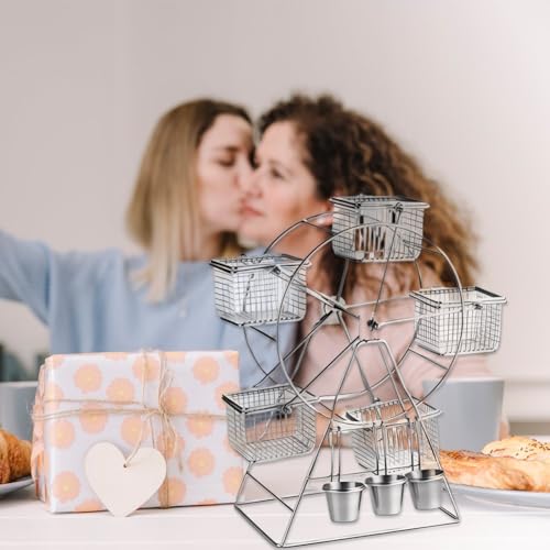 Soporte giratorio de acero inoxidable con 5 cestas para cupcakes y alimentos 7