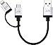 Just Mobile AluCable Duo Mini Short Utility Cable with 2.4A High Speed Aluminum Lightning Connector for iPhones, iPads, and iPods, Black/Silver (DC-159)