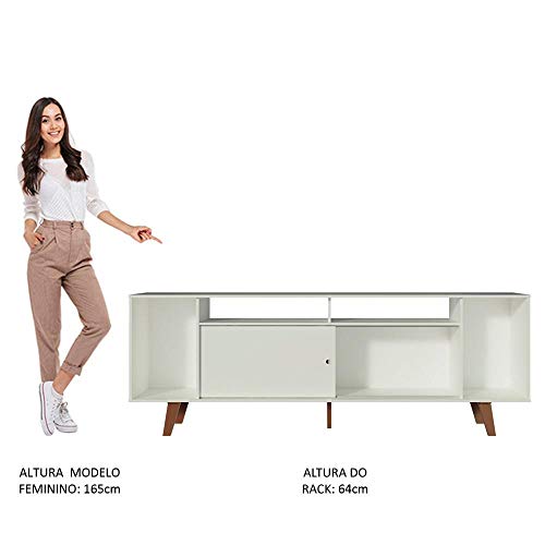 Rack para TV até 65 Polegadas Madesa Cancun com Pés - Branco/Rustic/Branco