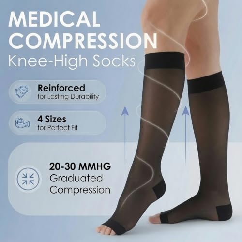 Image of ABSOLUTE SUPPORT Sheer Knee High Compression Socks 20-30mmHg
