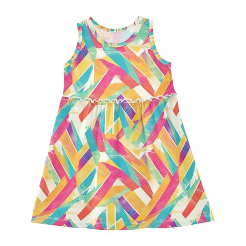 KLL Multicolored Summer Pattern Girls Playwear Dresses Swing Jumper Skirt Comfy Outfits Soft