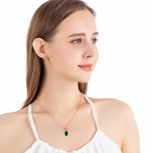 Austrian Crystals Teardrop Pendant Necklace for Women 14K Gold Plated Eco-friendly Brass Hypoallergenic Jewelry2