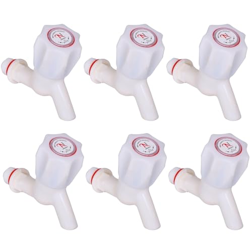 Image of White Plastic Water Tap - Wall Mounted Bib Cock for Bathroom, Kitchen & Garden | Leak-Proof & Durable Faucet Combo Set (Pack of 6)