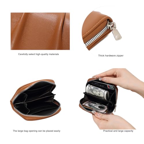 Soft Leather Zipper Zero wallet With Card Slots for Women Black3