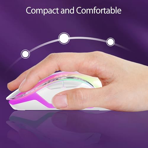 Image of memzuoix 2.4G Wireless Mouse with Customizable Cover & 9-Color LED - Rechargeable Ergonomic, 1400 DPI, 5 Buttons, USB Receiver for PC /Mac - Purple