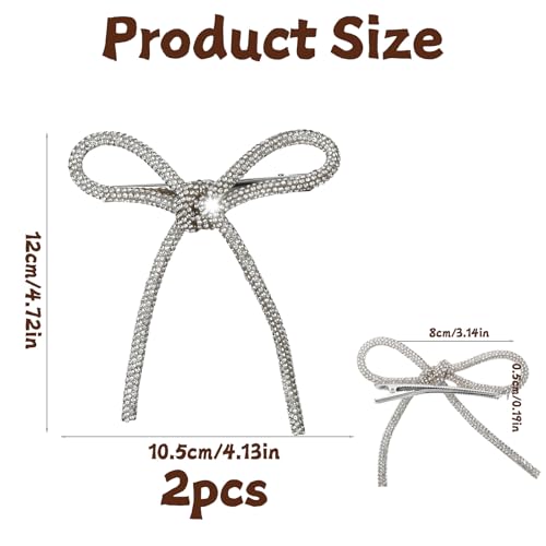 Pinzas para cabello con lazo de pedrería, 2 piezas miniatura 2