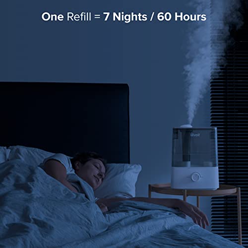 Levoit Classic300 Ultrasonic Top Fill Humidifier, Extra Large 6L Tank Last 60-Hour - Super Quiet, Easy To Use And Clean, 360° Rotation Nozzle, Simple Knob Control, Handle, Auto Shut Off, Gray #TOP2