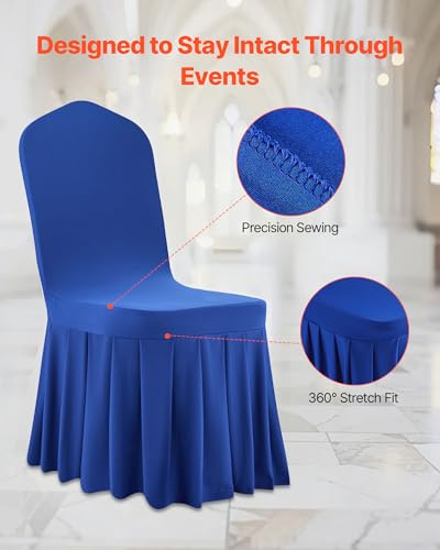 Image of VEVOR Chair Covers, Polyester Spandex Chair Cover, Stretch Slipcovers for Wedding Party Dining Banquet Flat-Front Chair Covers (Royal Blue-d, 30PCS)