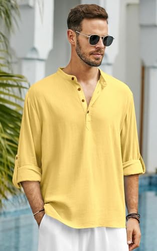 Image of Men's Solid Cotton Blend Regular Fit Mandarin /Chinese Collor Short Kurta for Men