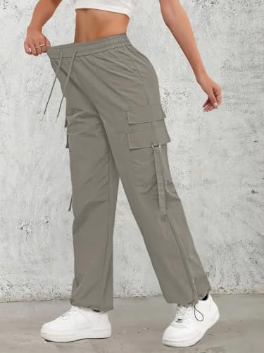 Image of Leriya Fashion Cargo Pants For Woman | Trousers For Womans |High Waist PolyCotton Trouser for Women - Flared Parachute Pants with Side Pockets |Womens Cargo Pant | Track Pant For Womans |Elegant for College & Events (Available in Plus Size)