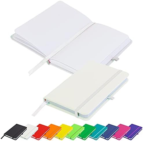 Blanco Basic A6 Notebook Unlined Plain Page New Hardback Journal with Pen Loop, Elastic Closure, Ribbon Marker and Pen Loop Notepad Note Book Notes Diary Pad (Black)