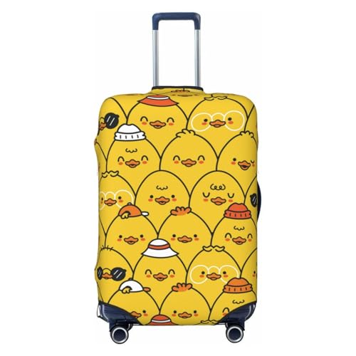 Cute Funny Ducks Print Luggage Cover Washable Elasticated Suitcase Covers TSA Approved Stylish Dust and Scratch Resistant Case Protector for Kids and Adults