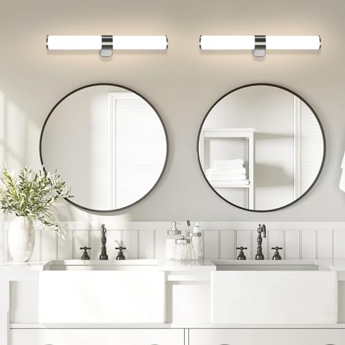 Homefire LED Spiegelleuchte Bad Spiegellampe - 8W Badlampe Wand 40CM Wandlampe Badezimmer Wasserdicht IP44 Wandleuchte Neutralweiß 4000K Chrom Badleuchte Wandmontage Modern für Keller Küche Badschrank