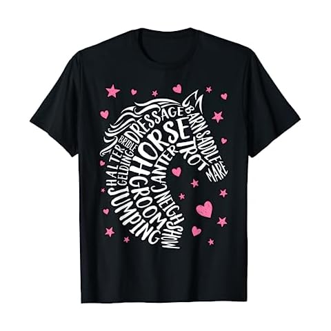 Horse Typography Word Art Equestrian Girls Horseback Riding T-Shirt Cover