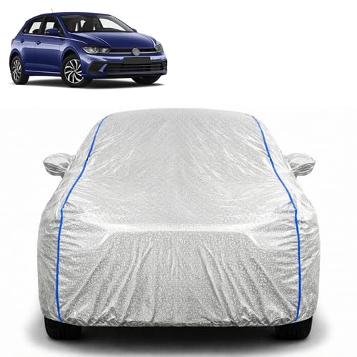 Image of Waterproof Car Cover for Volkswagen Polo | All Weather Protection | UV Resistant & Dustproof | Soft Cotton Lining to Prevent Scratches | Triple Stitched with Mirror Pockets & Elastic Hem