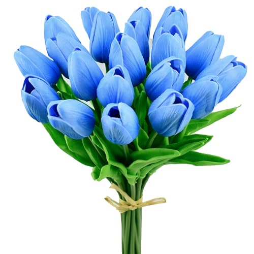 Image of Mandy's 20pcs Artificial Light Blue Tulips