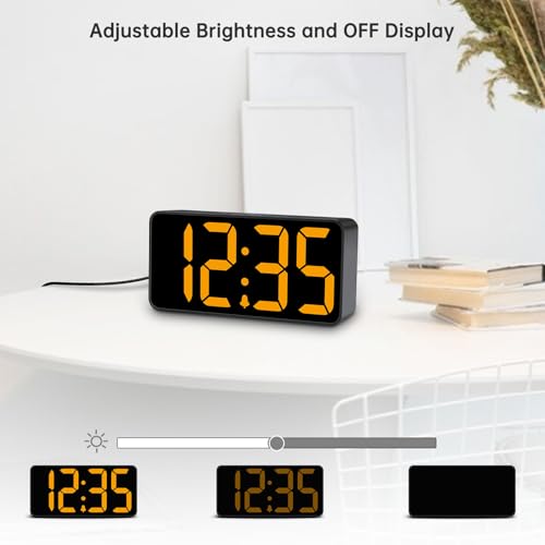Image of DreamSky Small Digital Alarm Clock for Bedroom with Large Big Numbers | Electric Bedside Desk Clock with USB Charging Port, Brightness Dimmer, Adjustable Alarm Volume, USB-C Adapter Powered