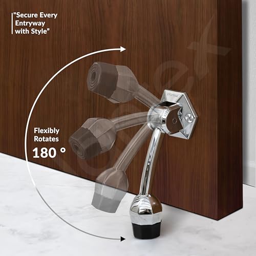 Image of Plantex Door Stopper for Main Door /5-Inch Stopper with Rubber Grip /Stoppers for Wooden Door /Stops for Door - Pack of 4 (Chrome)