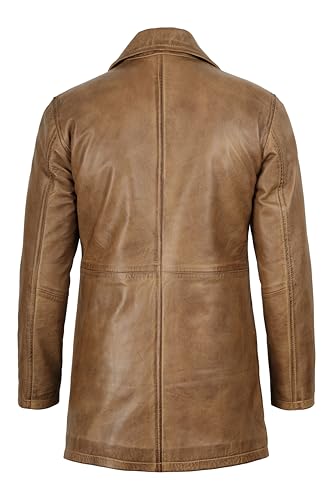 Image of fjackets Men's Leather Coat - Real Lambskin 3 /4 Length Long Jacket | Carcoat Style Outerwear