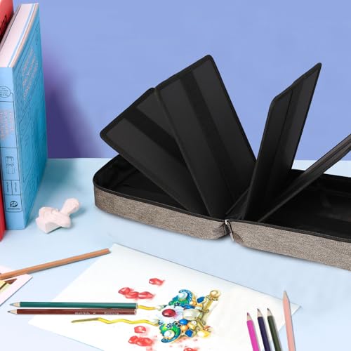Image of JAKAGO 274 Slots Colored Pencil Case Large Capacity Pen Holder for Artist Painter Zipper Organizer Bag for Marker Highlighter Storage Case for Office Sketch Travel Supplies(Gray)