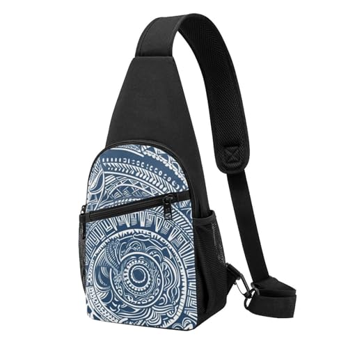 Sac bandoulière bleu et imprimé polynésien léger pour cyclisme et voyage de loisir