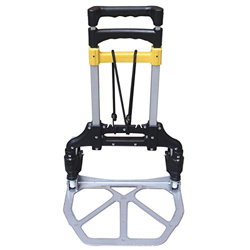 Carro Compra Resistente Plegable de Aleación De Aluminio Ruedas de Marcha Suave con Bandas de Rodadura Blandas y Carga Máxima 70 kg，Amarillo Carros Dela Compra para Descarga, Compra y Cajas Pesadas