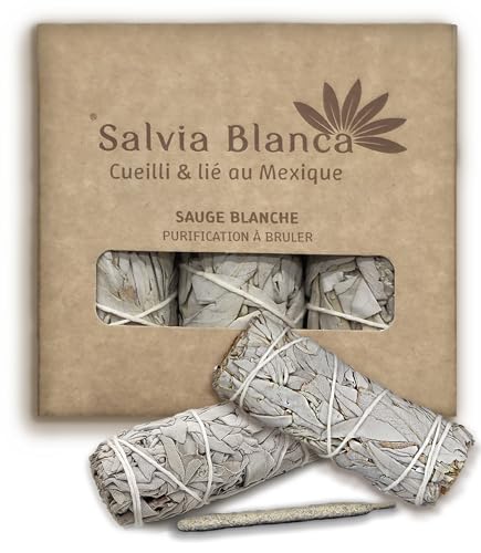 Lot 3 Sauge Blanche Purification A Bruler Baton Encens Naturel Maison Rituel Relaxant Protection Energetique Nettoyage Spirituel Purificateur Atmosphere...