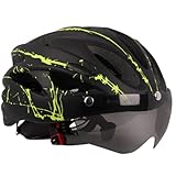 ➤ Einhand-Einstellungsdesign: Der Helm ist mit einem professionellen Helmgrößenversteller ausgestattet. Fahrradhelm mit sonnenblende verfügt über einen verstellbaren Riemen, sodass Sie die Dichtheit an Ihren Kopfumfang anpassen können. Wenn Sie nach dem Tragen des Helms das Gefühl haben, dass der Helm zu groß oder zu klein ist, können Sie ihn über den Einsteller auf der Rückseite des Helms einstellen.
