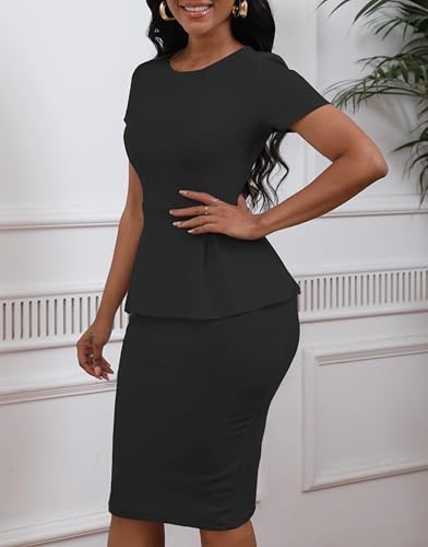 Women's Summer Short Sleeve Dress - Elegant Office Church Business Wear to Work Bodycon Pencil Sheath Dresses2